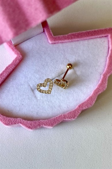 Taşlı Kalp Piercing | Cerrahi Çelik