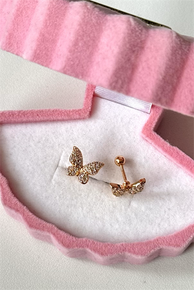 Taşlı Kelebek Piercing Cerrahi Çelik