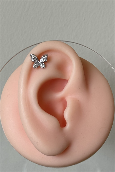 Taşlı Kelebek Piercing Cerrahi Çelik