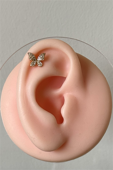Taşlı Kelebek Piercing Cerrahi Çelik