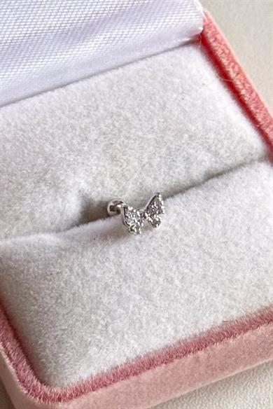 Taşlı Kurdele Fiyonk Piercing Çelik