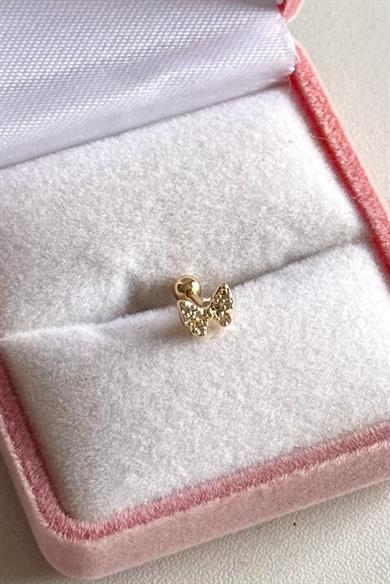 Taşlı Kurdele Fiyonk Piercing Çelik