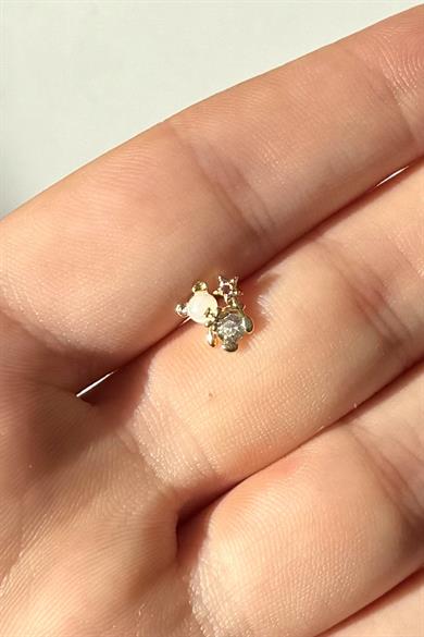 Taşlı Pembe Ayıcık Piercing Cerrahi Çelik