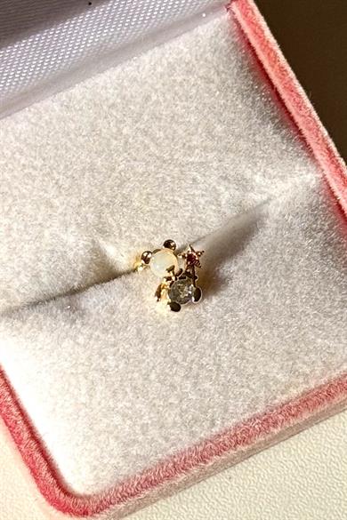 Taşlı Pembe Ayıcık Piercing Cerrahi Çelik