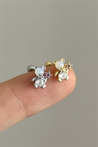 Taşlı Pembe Ayıcık Piercing Cerrahi Çelik