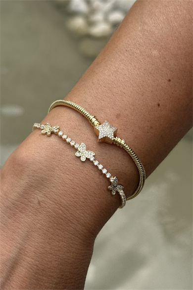 Taşlı Yıldız Çelik Pand. Charm Bileklik Xuping