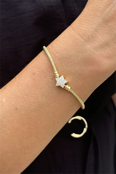 Taşlı Yıldız Çelik Pand. Charm Bileklik Xuping