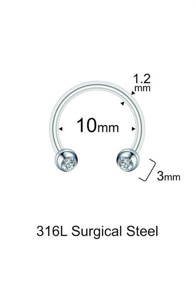 Tek Taş Kristal Top 10mmx1.2mm Çelik Halka Piercing 