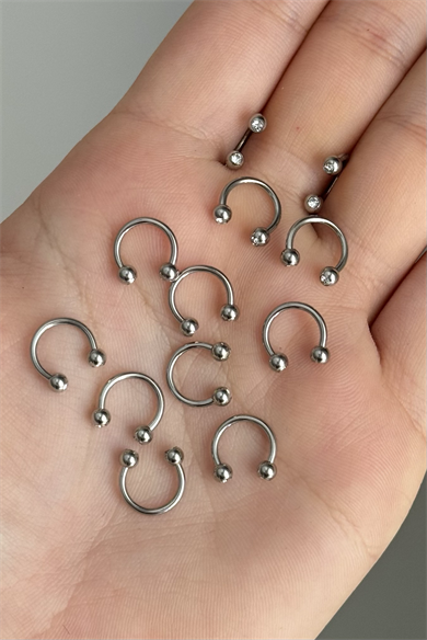 Tek Taş Kristal Top 8mmx1.2mm Çelik Halka Piercing