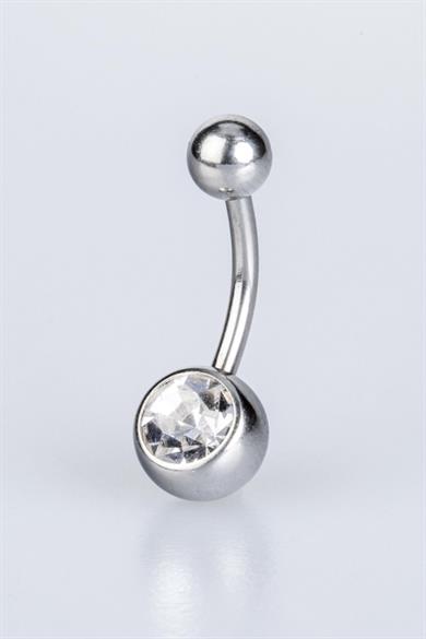 Tek Taş Top 10mmx1.6mm Çelik Göbek Piercing