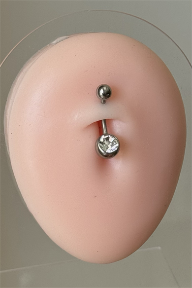 Tek Taş Top 10mmx1.6mm Çelik Göbek Piercing