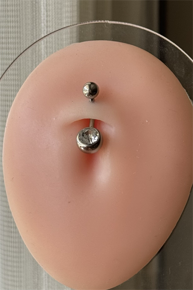 Tek Taş Top  8mmx1.6mm Çelik Göbek Piercing