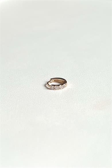 Tekli Mini Taşlı Halka Küpe/Piercing | Çelik