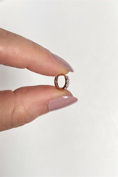 Tekli Mini Taşlı Halka Küpe/Piercing | Çelik