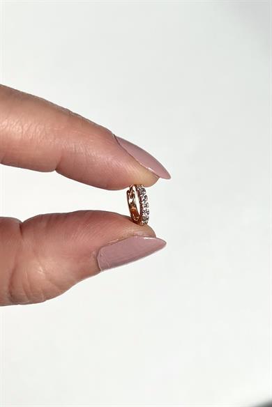 Tekli Taşlı Halka Küpe/Piercing | Çelik