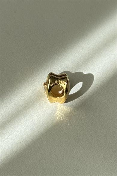 Tektaş Kalp Gold Charm 925 Ayar Gümüş