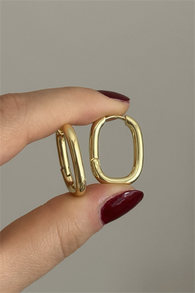 Tombul Oval Küpe Çifti 14K Çelik