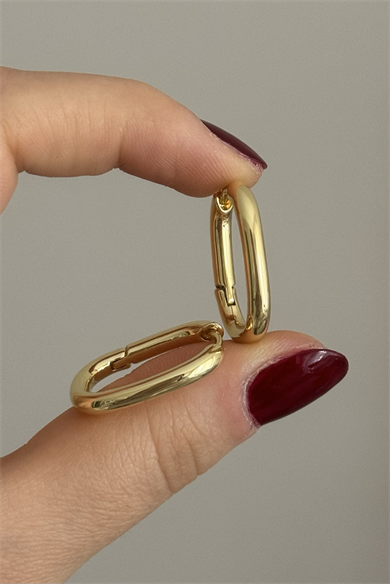Tombul Oval Küpe Çifti 14K Çelik