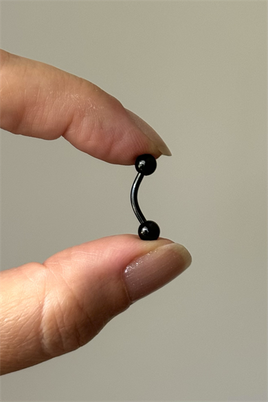 Top 10mm x 1.6mm Siyah Göbek Piercing Cerrahi Çelik