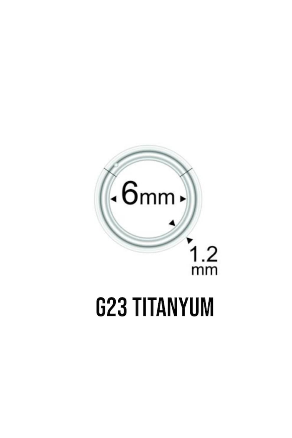 6 MM Menteşeli Kilit Halka Piercing G23 Titanyum