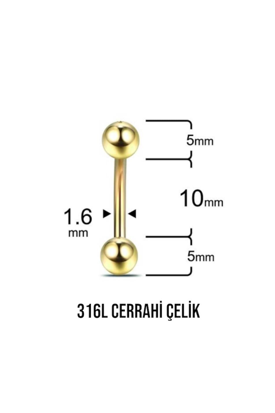 Altın Göbek Piercing 10MM Cerrahi Çelik