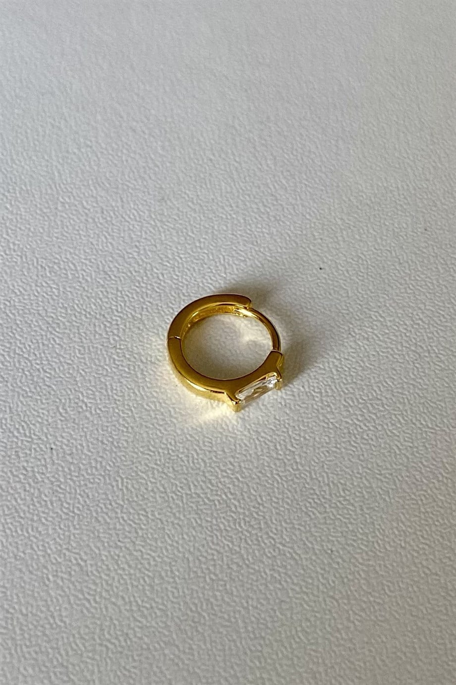 Baget Taşlı Tekli Halka Küpe/Piercing | 925 Ayar Gümüş