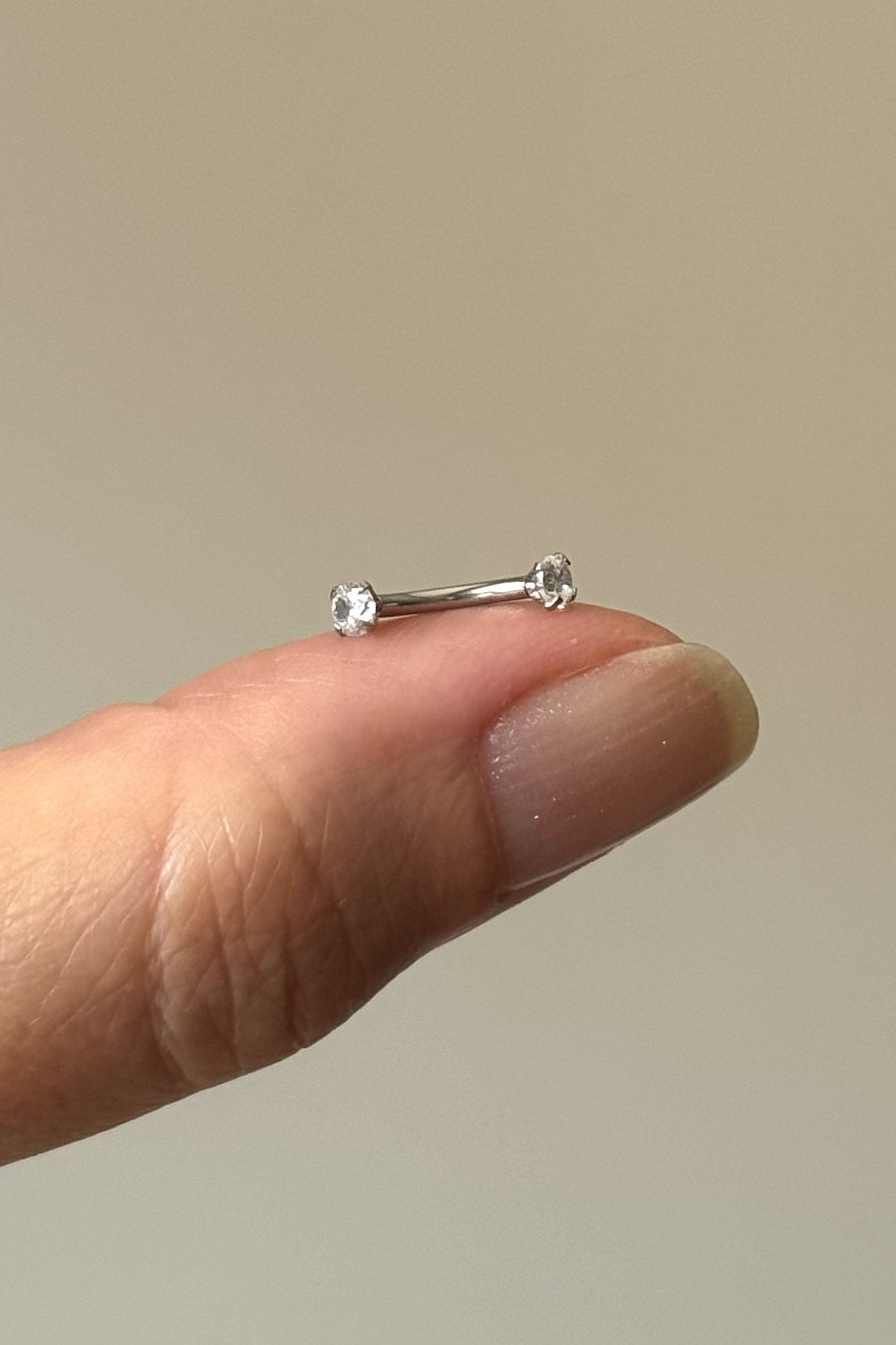 Cerrahi Çelik Rook Kaş Piercing 3mm Taş 8mm Bar