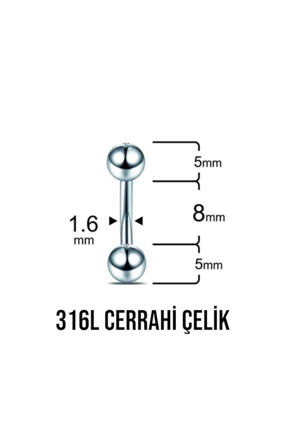 Gümüş Göbek Piercing 8 MM Cerrahi Çelik
