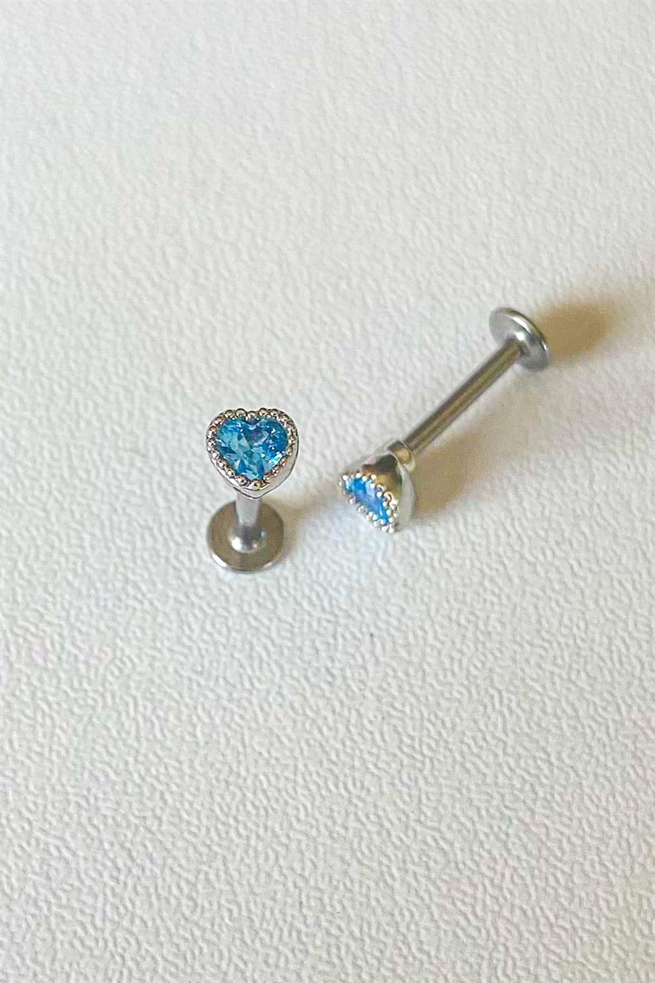 Mavi Kalpli Piercing | Cerrahi Çelik