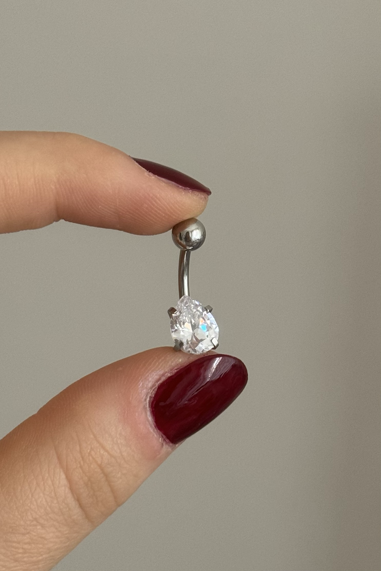 Mini Damla Taşlı Göbek Piercing 316L Cerrahi Çelik