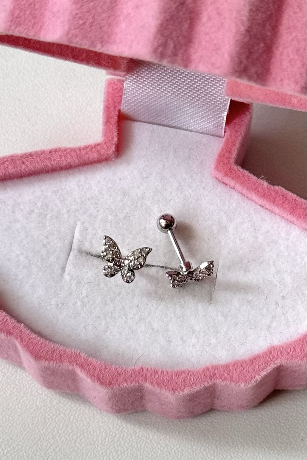 Mini Taşlı Kelebek Piercing Cerrahi Çelik
