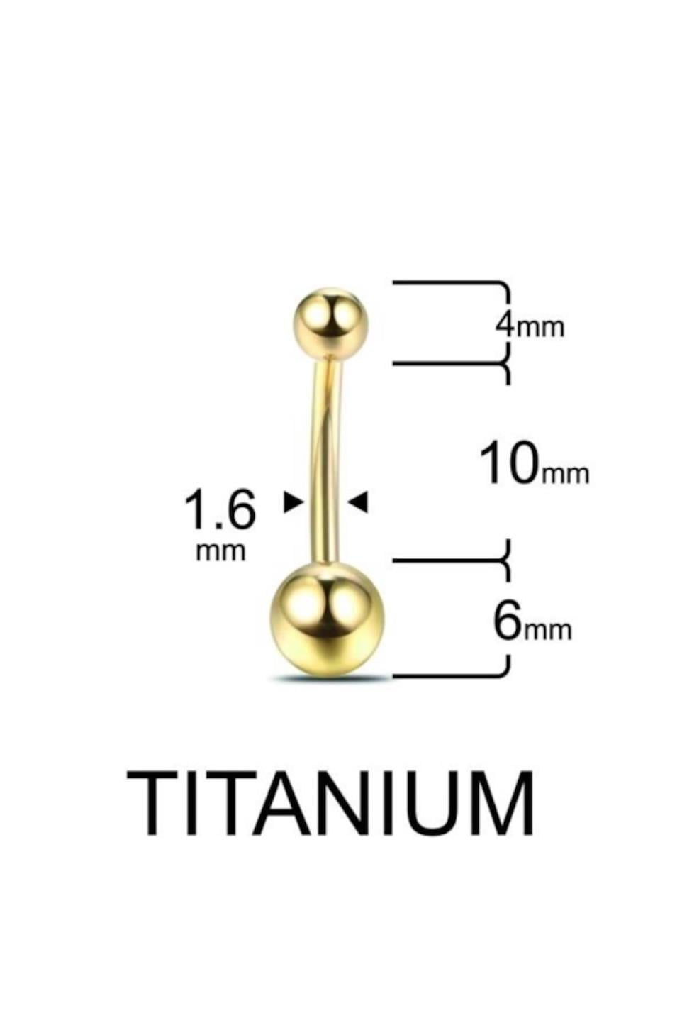 Mini Top Altın Titanyum Göbek Piercing 