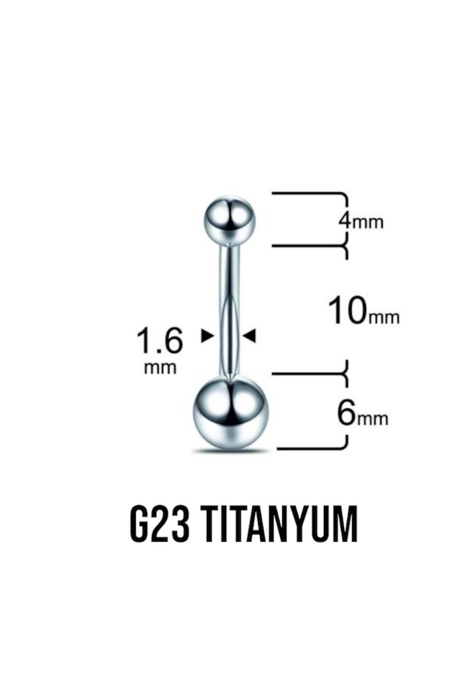 Mini Top Gümüş Titanyum Göbek Piercing