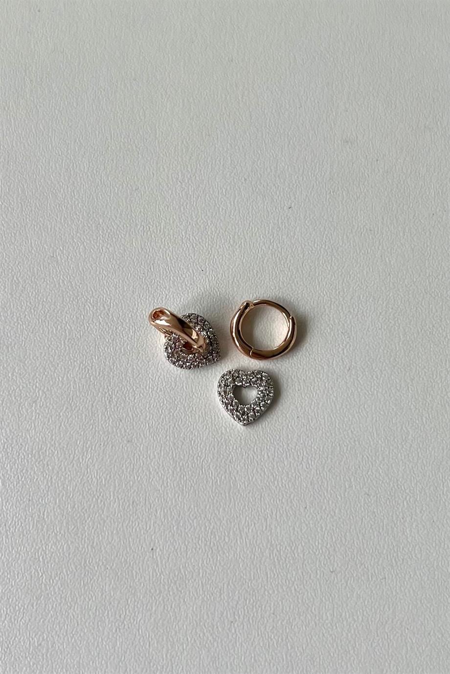 Minicik Kalp Charmlı Tragus Küpe/Piercing Çifti | Çelik
