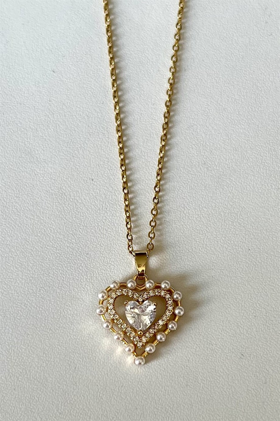 Pearly Heart Kolye | Çelik