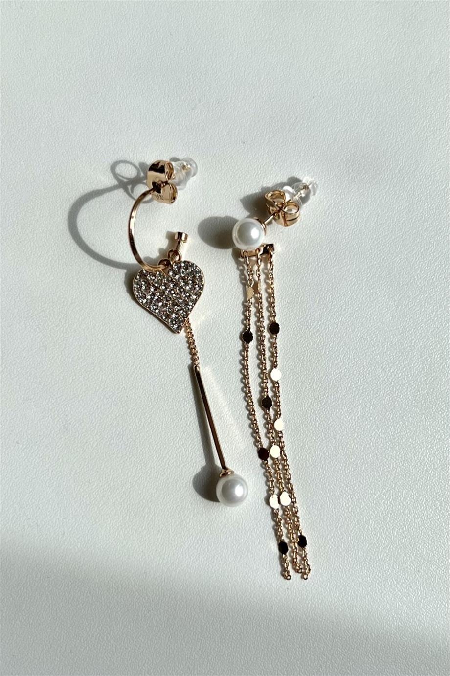 Pearly Heart Küpe Çifti | Çelik