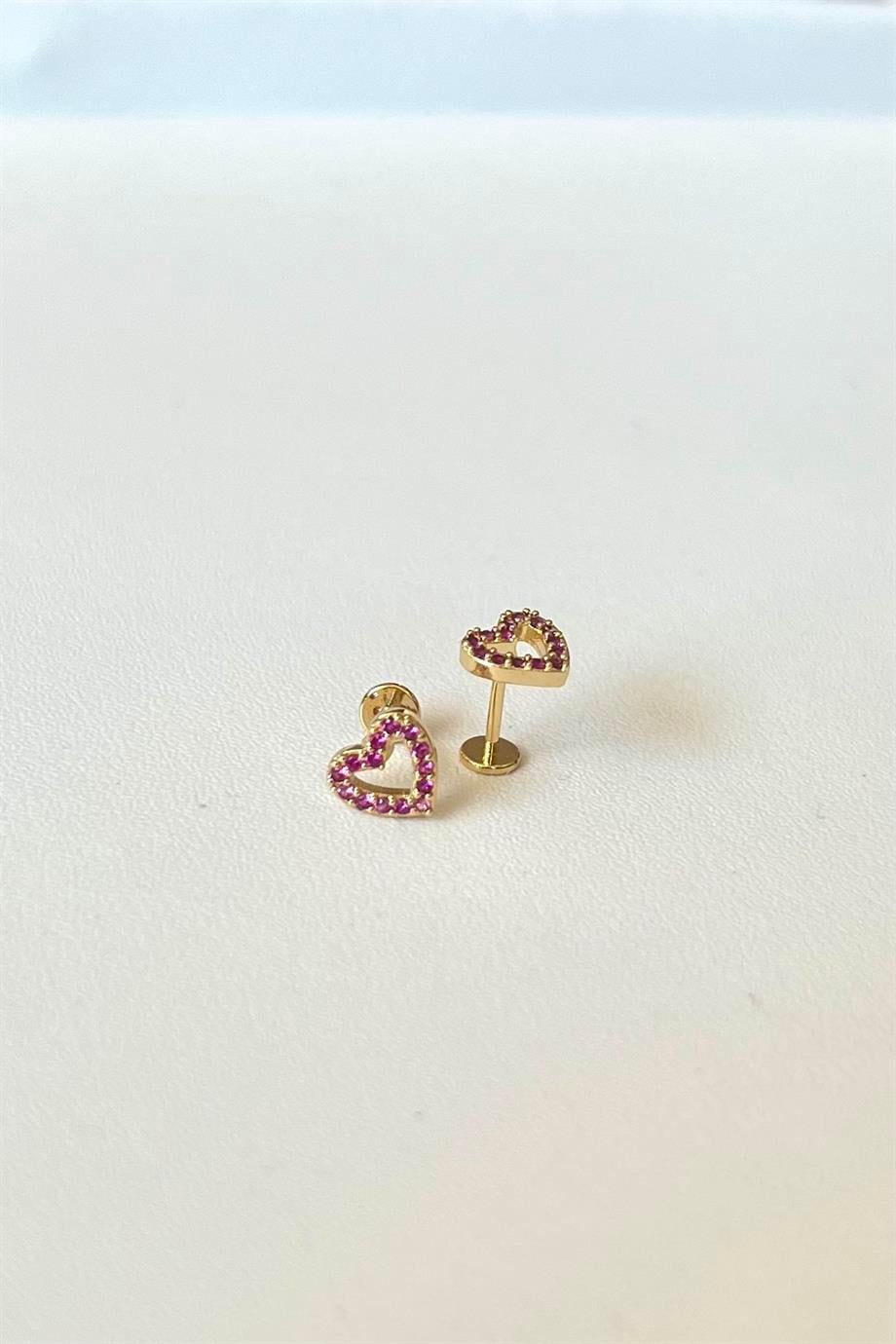 Pembe Kalp Piercing | Cerrahi Çelik