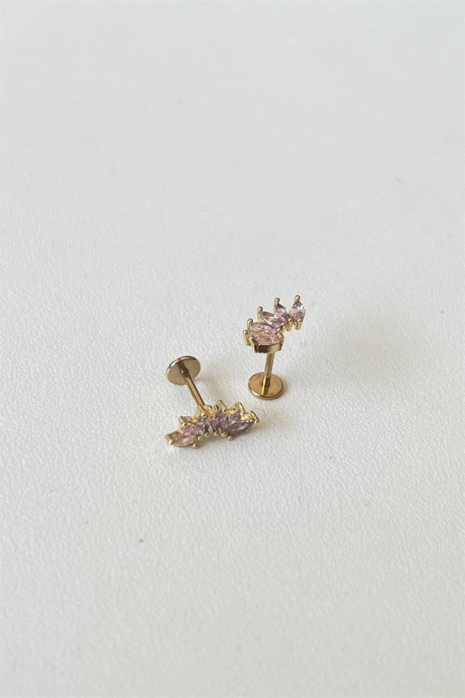Pembe Kanat Piercing | Cerrahi Çelik