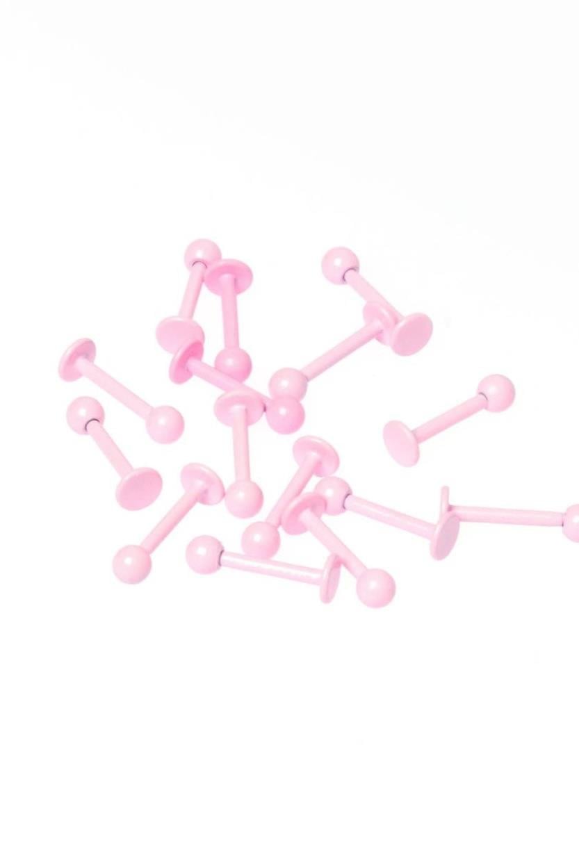 Pembe Neon Labret Piercing Cerrahi Çelik 8 MM