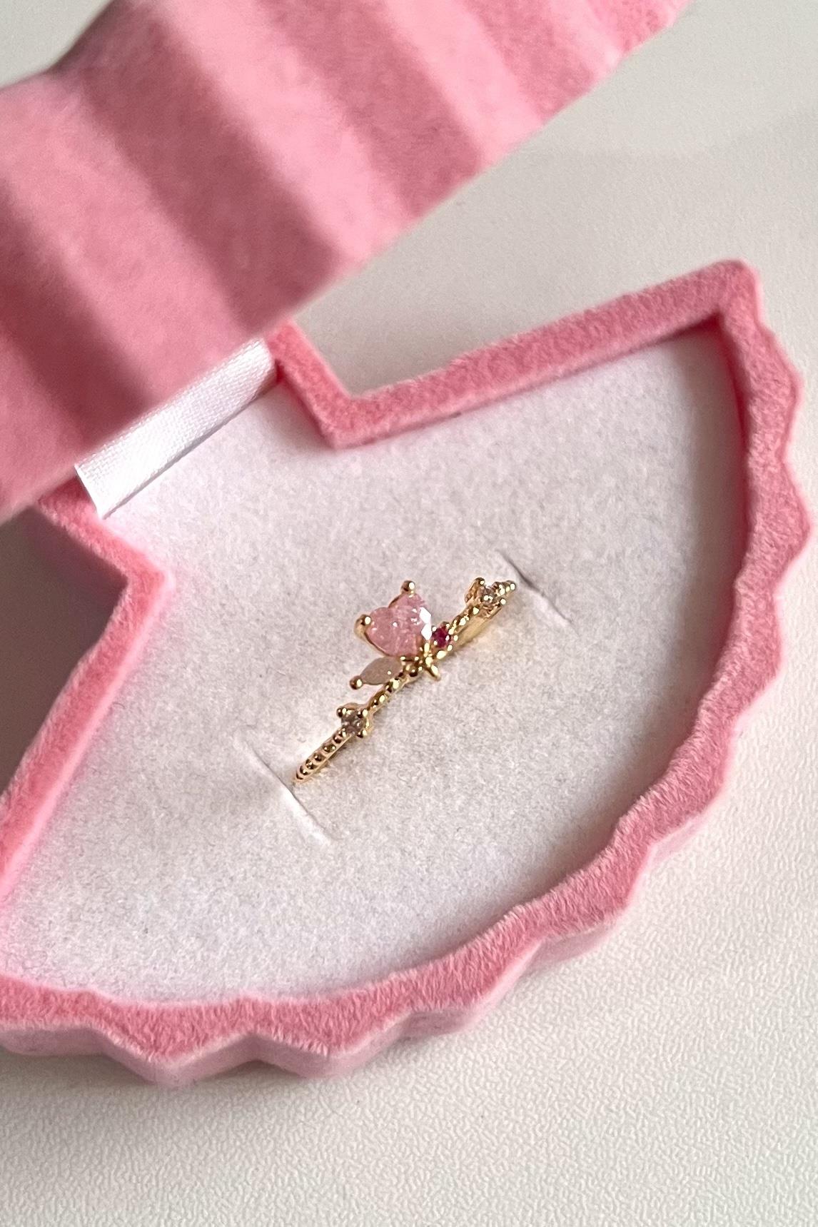 Pembe Şeker Kalp Yüzük