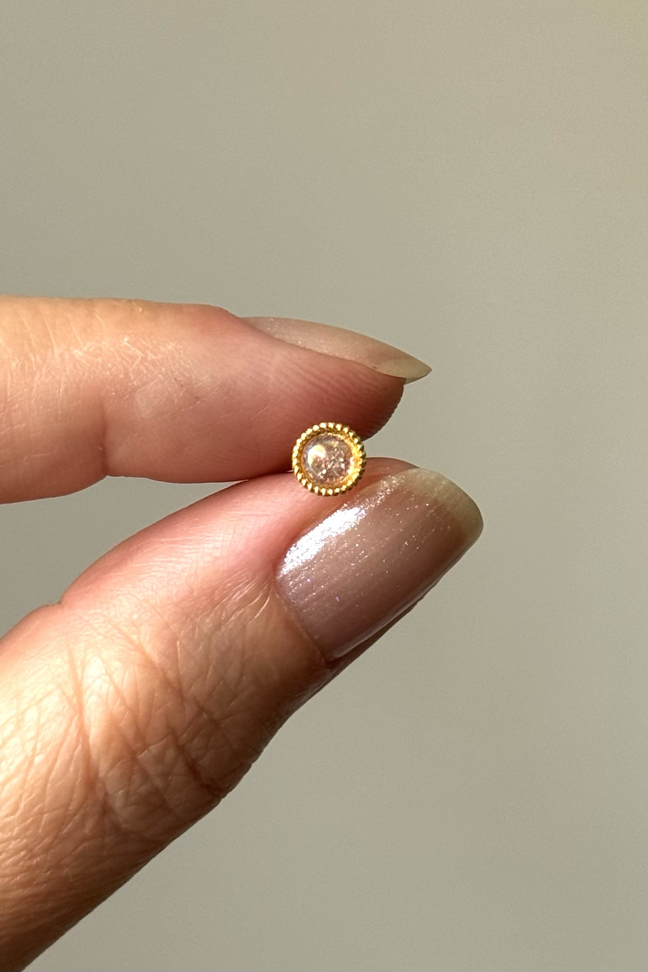 Pembe Simli Piercing Cerrahi Çelik 6 MM Bar