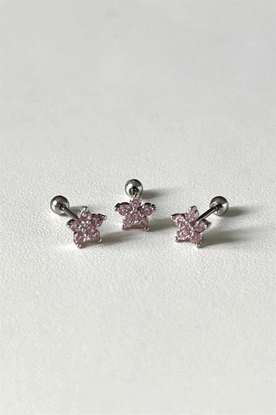 Pembe Taşlı Çiçek Piercing | Cerrahi Çelik