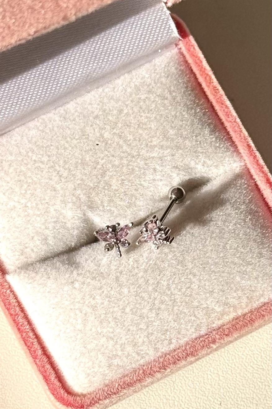 Pembe Taşlı Yusufçuk Piercing Cerrahi Çelik
