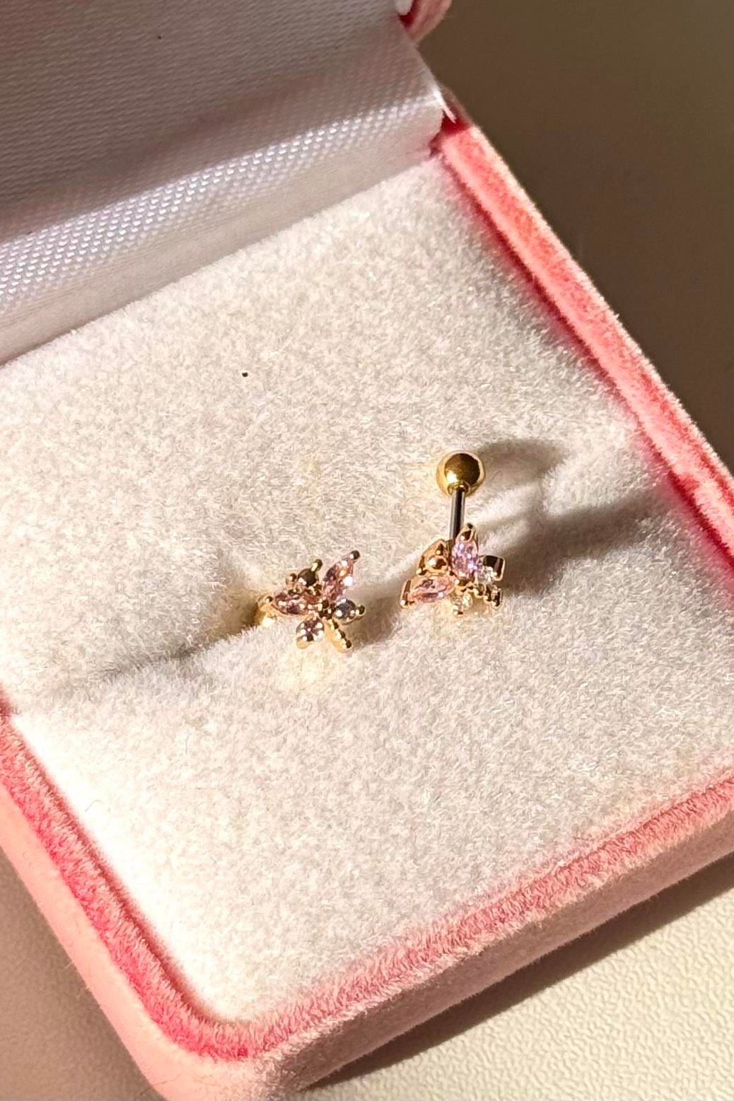 Pembe Taşlı Yusufçuk Piercing Cerrahi Çelik