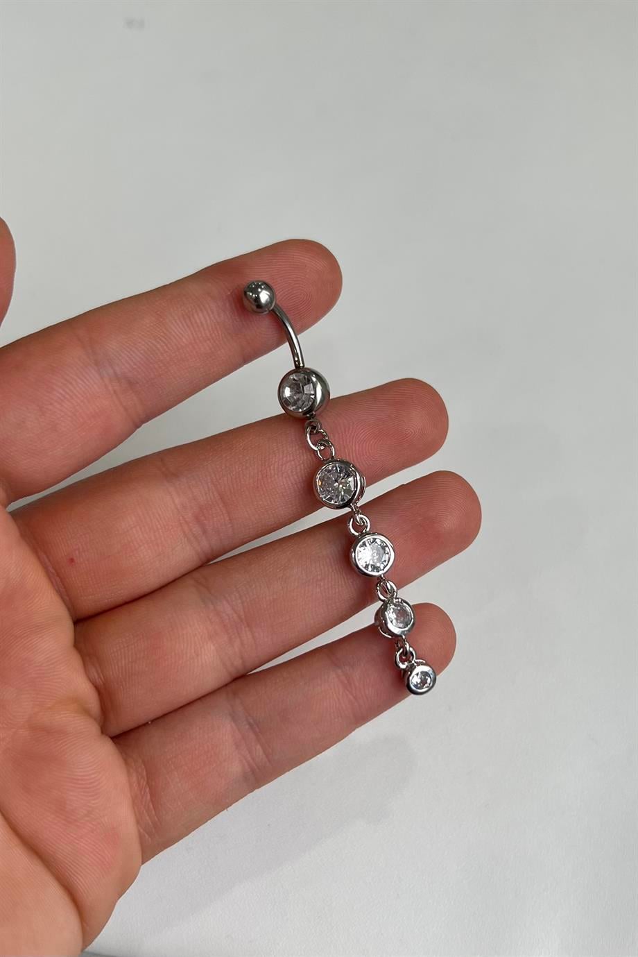 Taşlar Sallantılı Göbek Piercing | Cerrahi Çelik