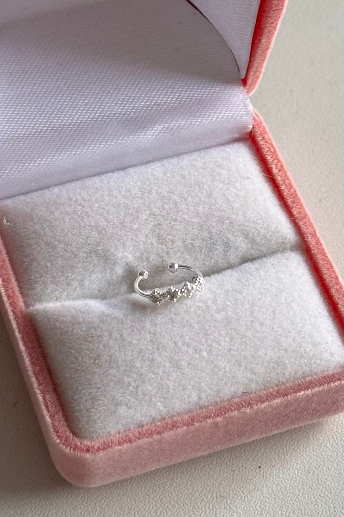Taşlı Halka Piercing/Earcuff/Hızma 925 Ayar Gümüş 8 MM