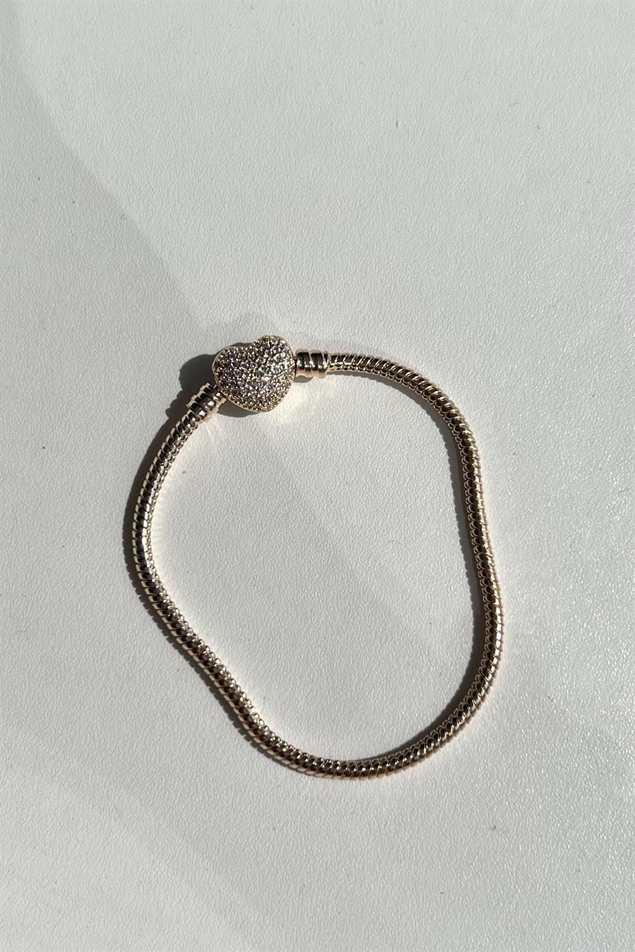 Taşlı Kalp Charm Bileklik