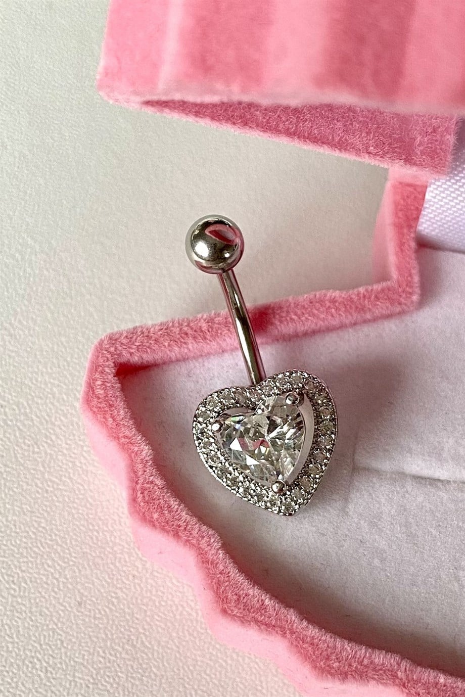 Taşlı Kalp Göbek Piercing | Cerrahi Çelik