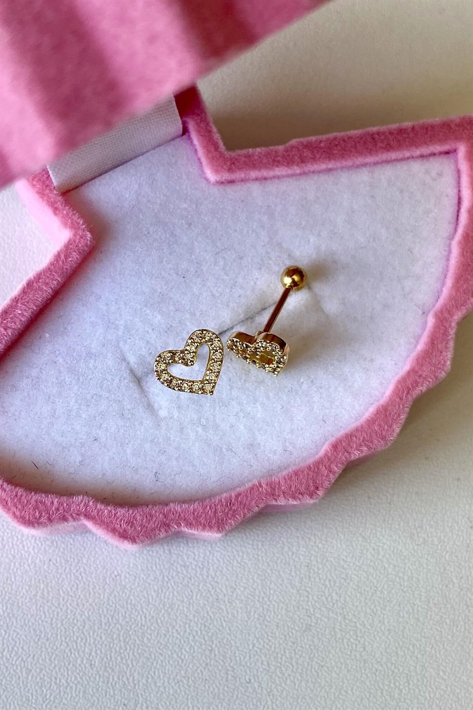 Taşlı Kalp Piercing | Cerrahi Çelik