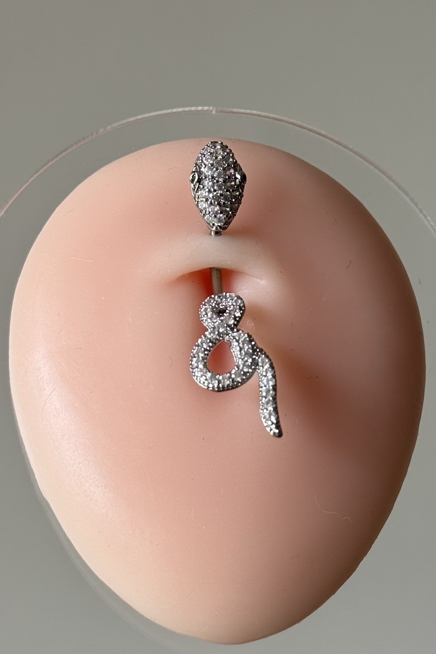 Taşlı Sarmal Yılan Göbek Piercing Cerrahi Çelik